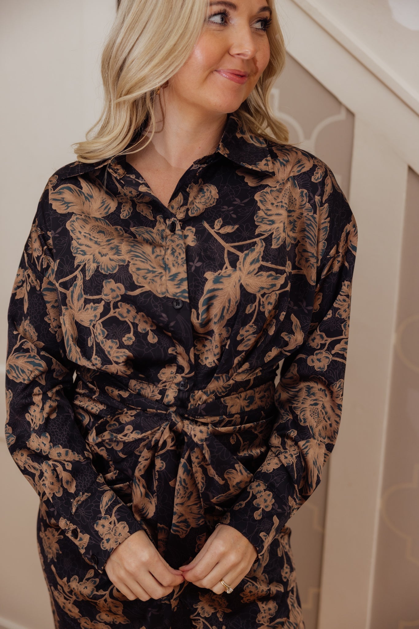 Golden Fleur Midi Dress